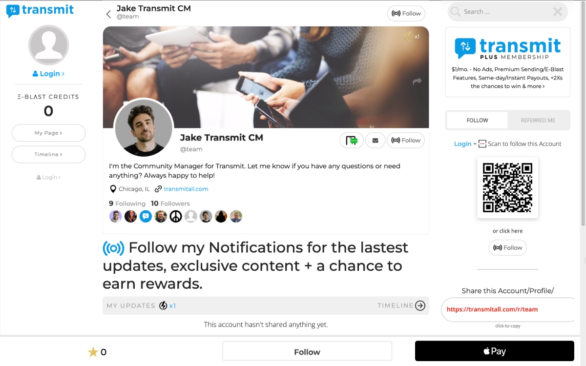 TransmitAll.com Social Profiles - made with BASE Platform
